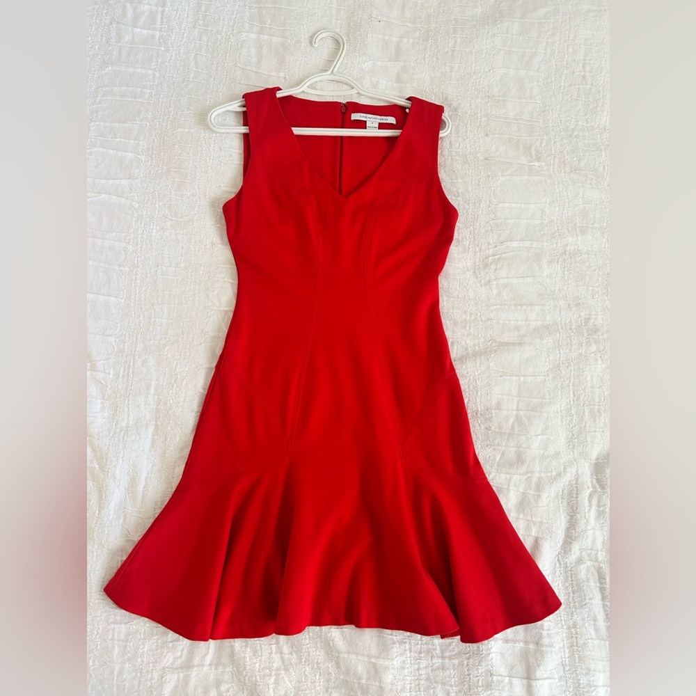 Diane Von Furstenberg Red Sleeveless Fit-and-Flare Mini Dress
